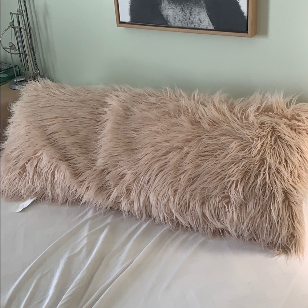 Pink fluffy accent body pillow